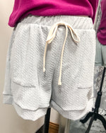 Textured Elastic Waist Lounge Shorts  - Heather Gray