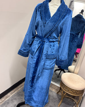 Plush Soft Warm Fleece Robe - Navy