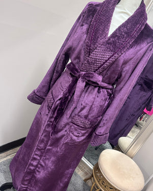 Plush Soft Warm Fleece Robe - Purple