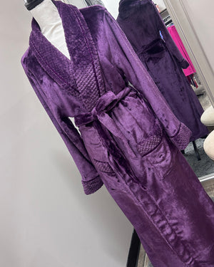 Plush Soft Warm Fleece Robe - Purple