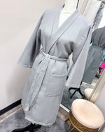 Waffle Kimono Pink Long Robe - Gray