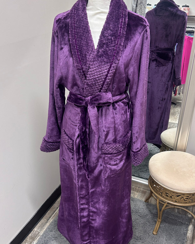 Plush Soft Warm Fleece Robe - Purple