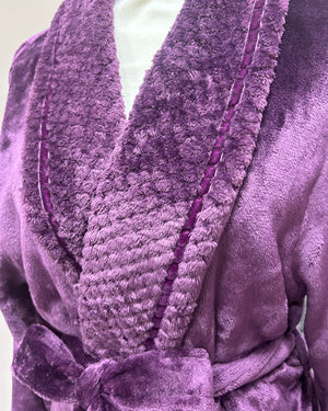 Plush Soft Warm Fleece Robe - Purple