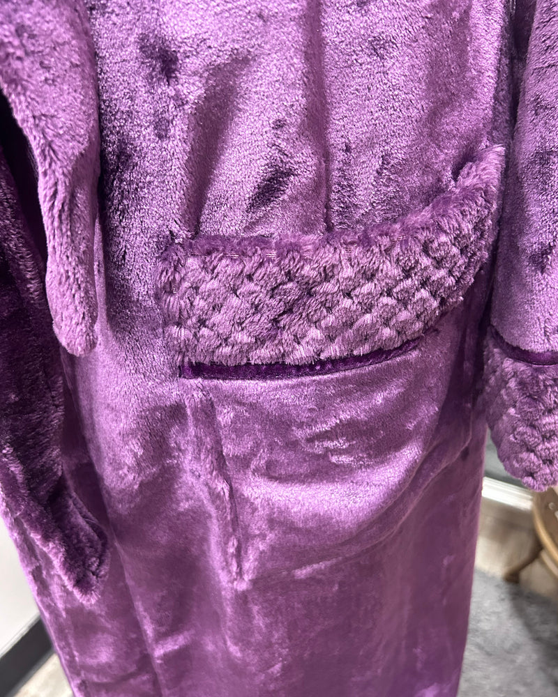 Plush Soft Warm Fleece Robe - Purple