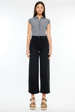 Victoria Ultra High Rise Cropped Wide Leg - BLACK