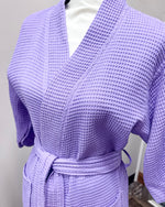 Waffle Kimono Pink Short Robe - Lavender