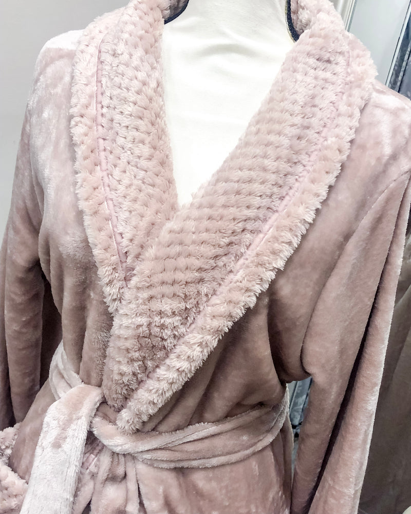 Plush Soft Warm Fleece Robe - Pink