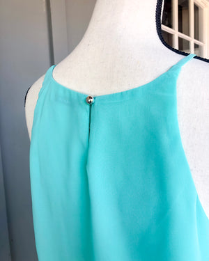 Chiffon Cami Tank Top Fully Lined - Dark Mint