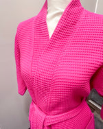 Waffle Kimono Pink Short Robe - Fuchsia
