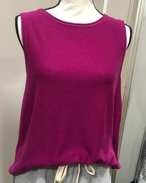 Round Neck Sweater Tank - Magenta