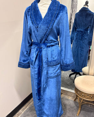 Plush Soft Warm Fleece Robe - Navy