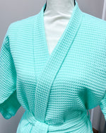 Waffle Kimono Pink Short Robe - Mint Green