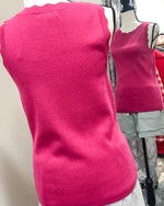 Scalloped Sleeveless Sweater Tank - Fuchsia