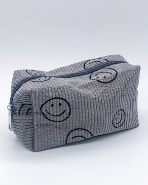 Smiley Face Corduroy Cosmetic Bag