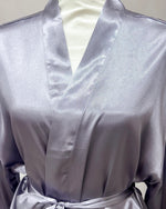 Satin Kimono Short Robe - Charcoal