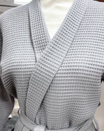 Waffle Kimono Pink Short Robe - Gray