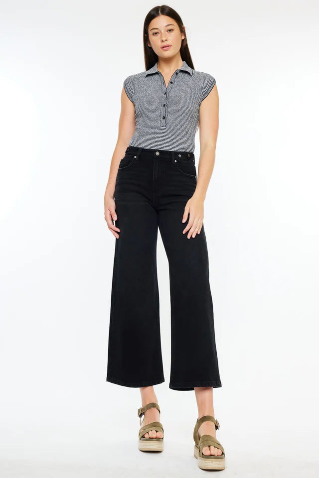 Victoria Ultra High Rise Cropped Wide Leg - BLACK