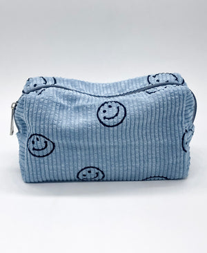 Smiley Face Corduroy Cosmetic Bag