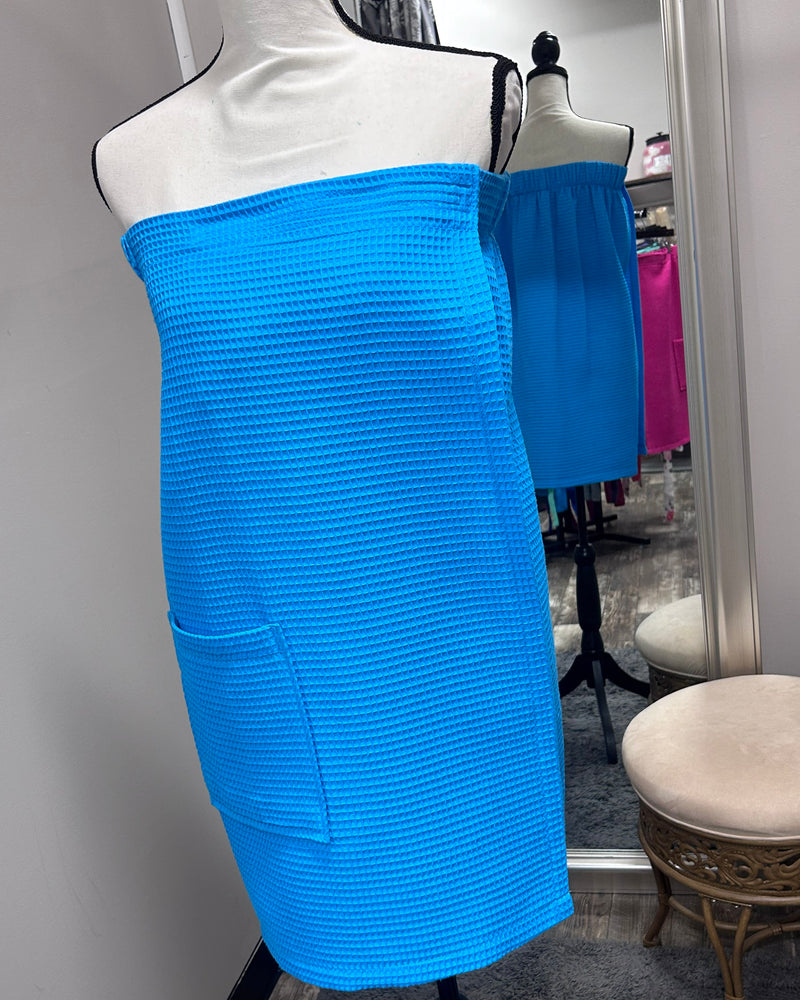 Waffle Spa Bath Wrap - Turquoise