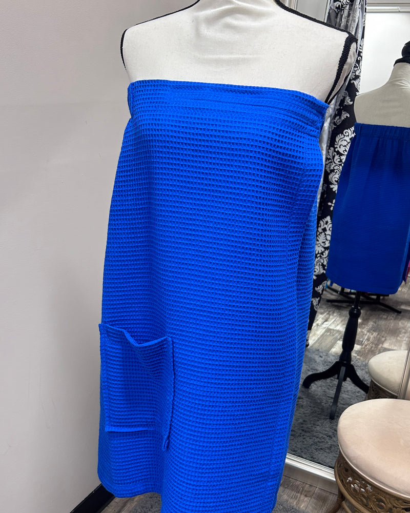 Waffle Spa Bath Wrap - Lapis Blue