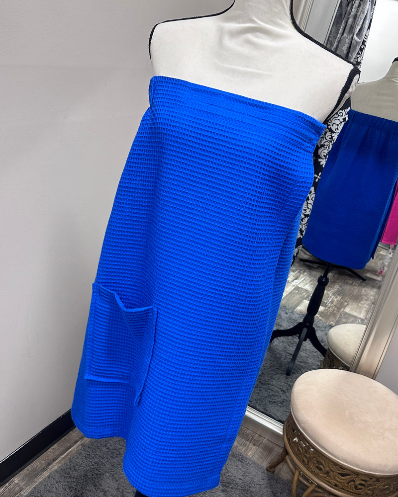 Waffle Spa Bath Wrap - Lapis Blue