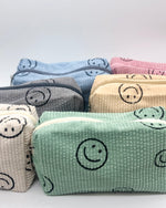 Smiley Face Corduroy Cosmetic Bag