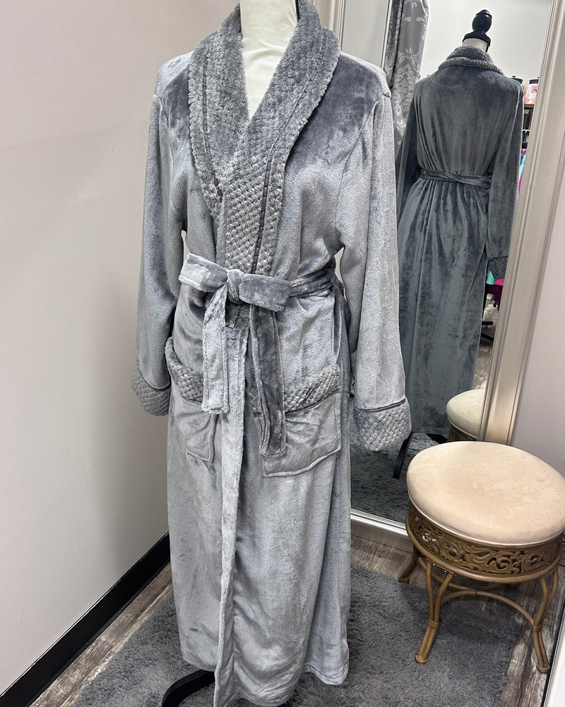 Plush Soft Warm Fleece Robe - Grey