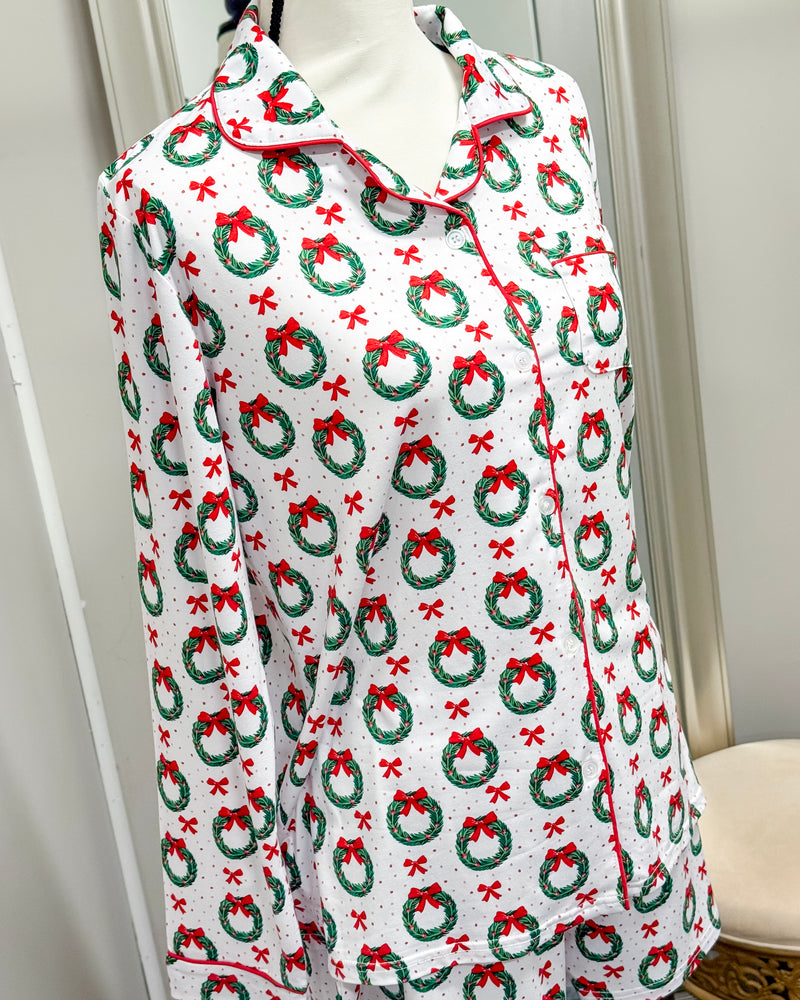 Clara Wreath - Button Up Sleep Shirt