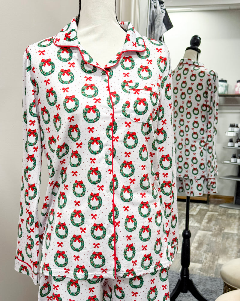 Clara Wreath - Button Up Sleep Shirt