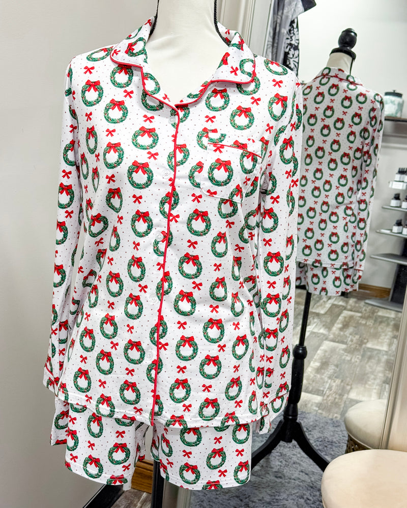 Clara Wreath - Button Up Sleep Shirt