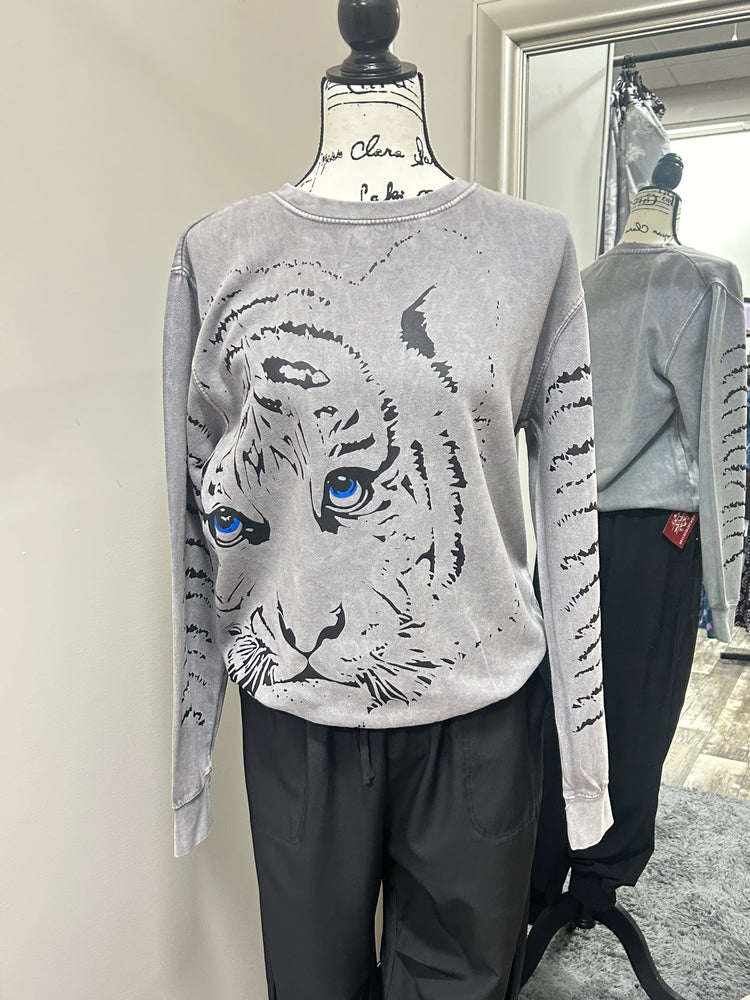 Tiger Peek Sweatshirt - Royal Blue Eyes/Gray