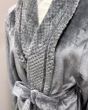 Plush Soft Warm Fleece Robe - Grey