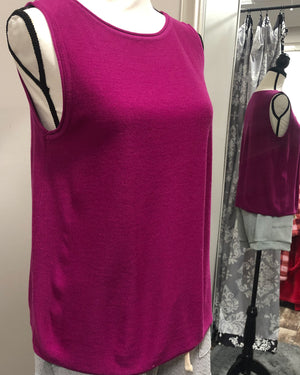 Round Neck Sweater Tank - Magenta