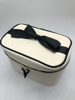 Presley Travel Cosmetic Bag - Cream/Black