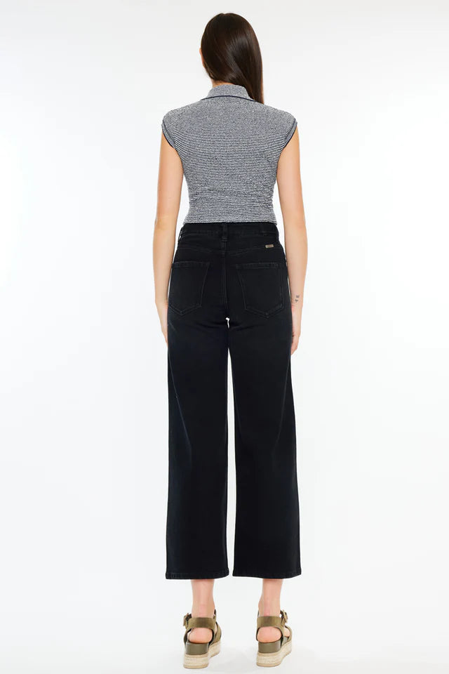 Victoria Ultra High Rise Cropped Wide Leg - BLACK