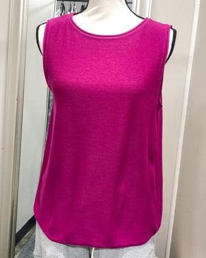 Round Neck Sweater Tank - Magenta