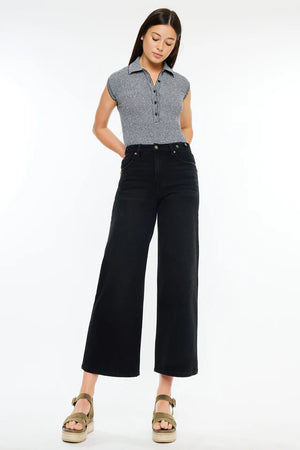 Victoria Ultra High Rise Cropped Wide Leg - BLACK