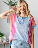 Multi Color Top With Lace Overlay