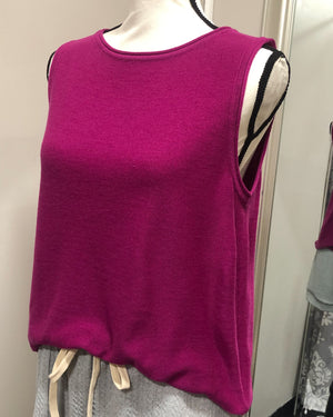 Round Neck Sweater Tank - Magenta