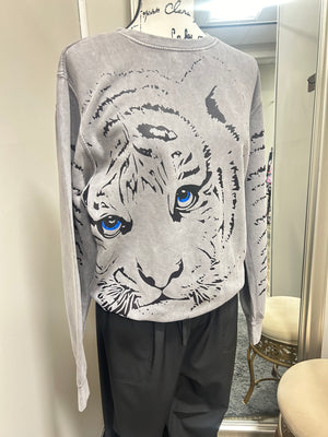 Tiger Peek Sweatshirt - Royal Blue Eyes/Gray