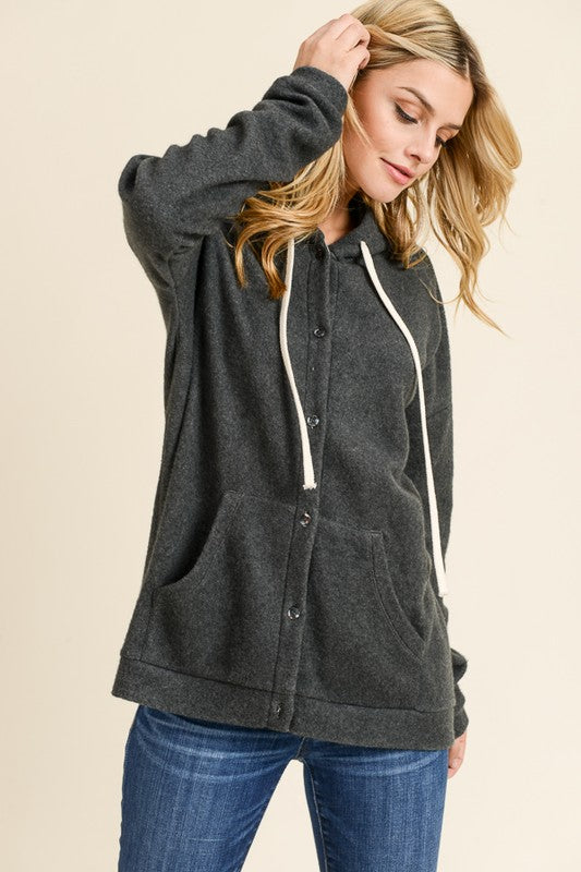 Grey Button Up Hoodie