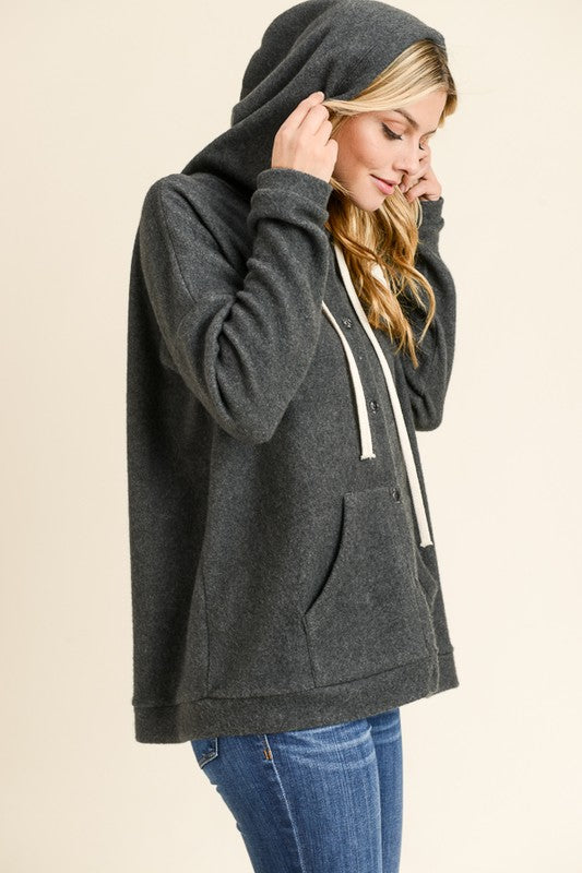 Grey Button Up Hoodie