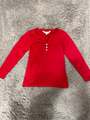Girl's Classic Henley Sleep Shirt True Red