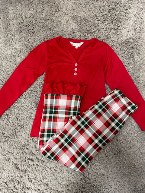 Girl's Classic Henley Sleep Shirt True Red